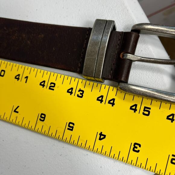 Unbranded Belt Mens 38 Brown Genuine Leather Silver Buckle - Picture 9 of 16
